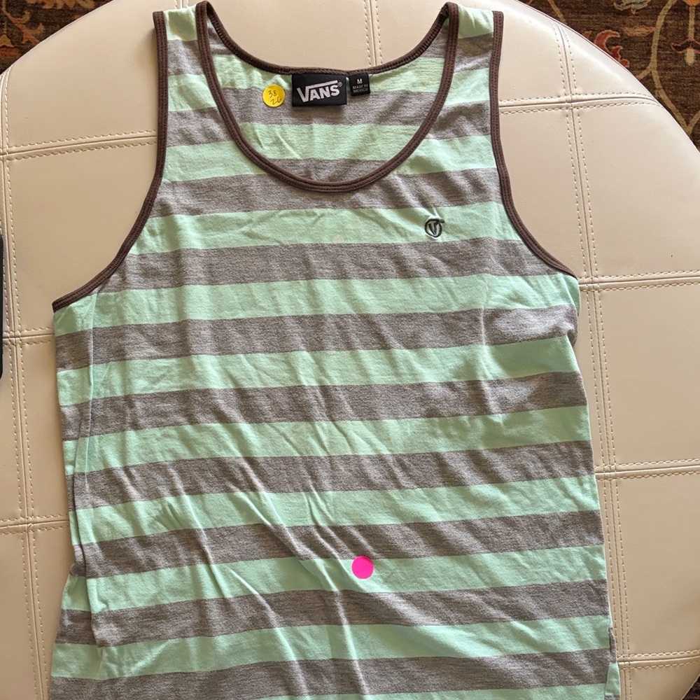 Vans Mint Green and Gray Striped Tank